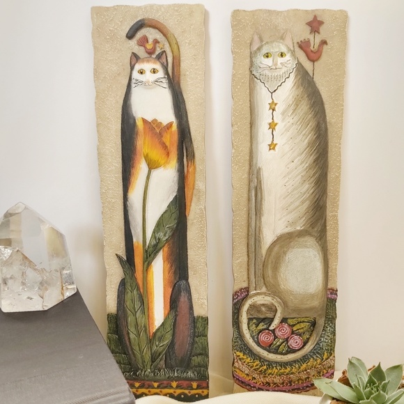 E.Smithson Other - E.SMITHSON 3-D RAISED RESIN CAT WALL PLAQUE TULIP